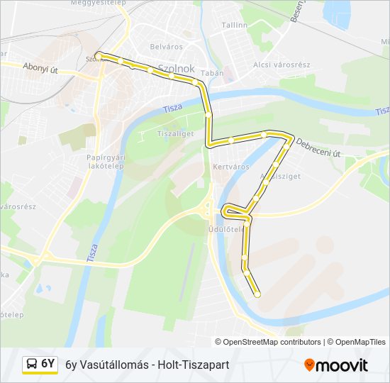 6Y autóbusz Vonal Térkép