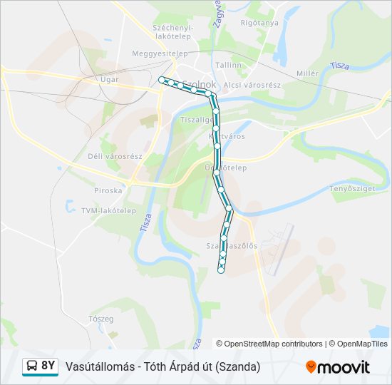 8Y autóbusz Vonal Térkép