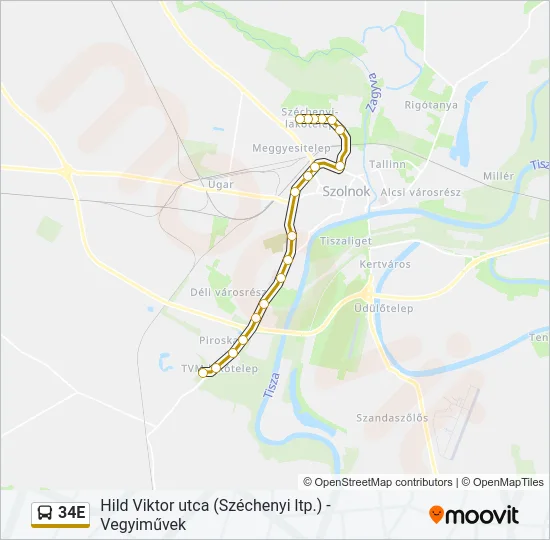 34E Bus Line Map