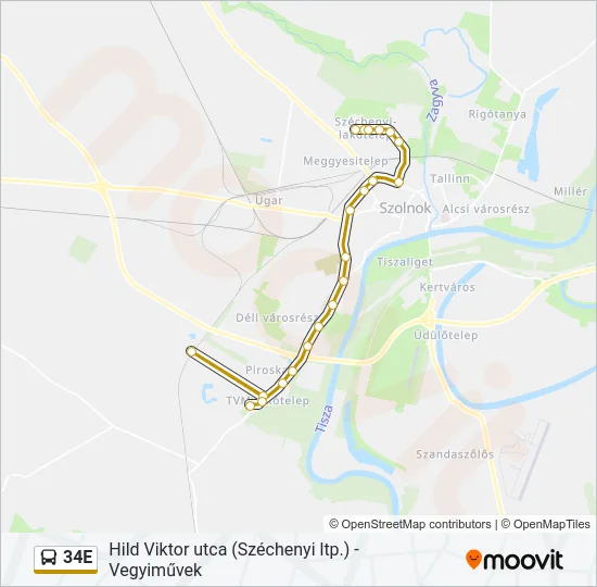 34E Bus Line Map
