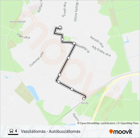 4 autóbusz Vonal Térkép