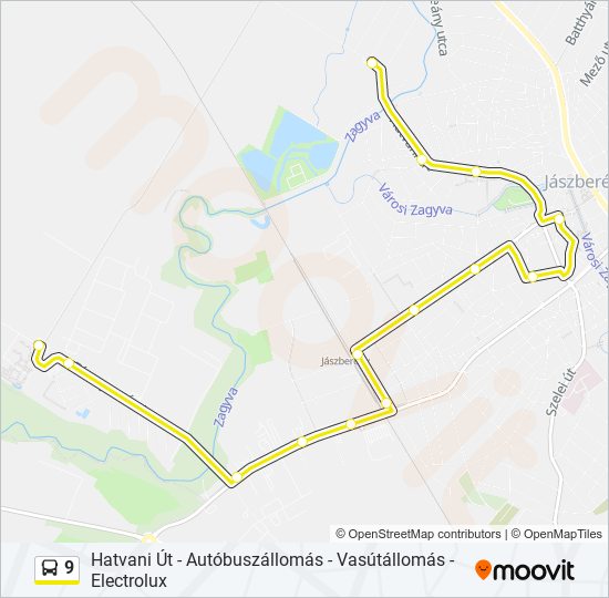 9 autóbusz Vonal Térkép