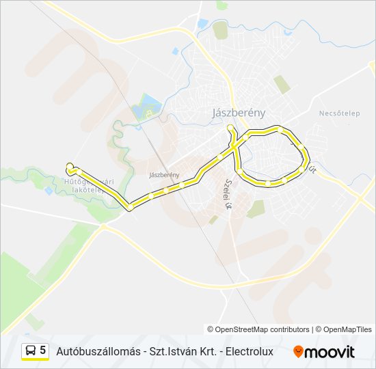 5 autóbusz Vonal Térkép
