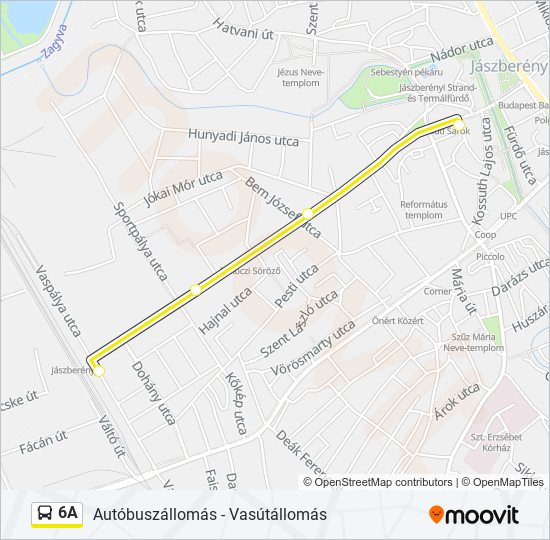 6A autóbusz Vonal Térkép
