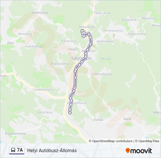 7A autóbusz Vonal Térkép