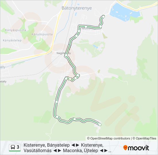 3 autóbusz Vonal Térkép