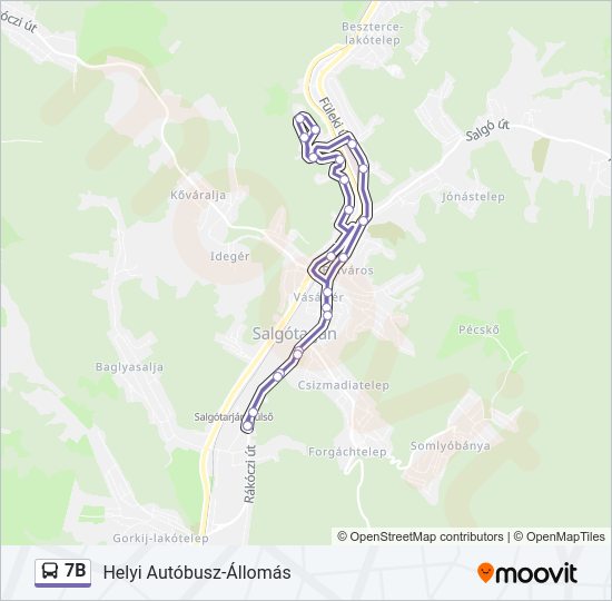 7B autóbusz Vonal Térkép