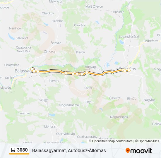 3080 autóbusz Vonal Térkép