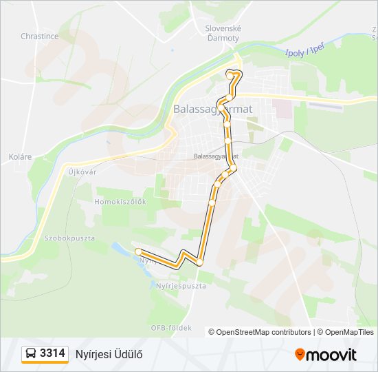 3314 autóbusz Vonal Térkép