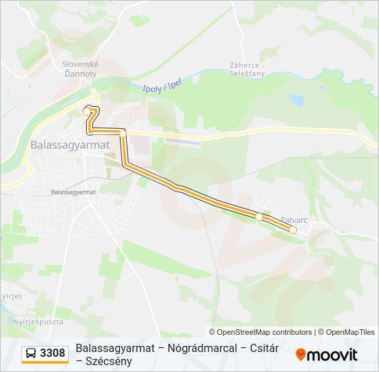 3308 autóbusz Vonal Térkép