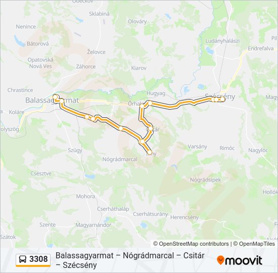 3308 autóbusz Vonal Térkép