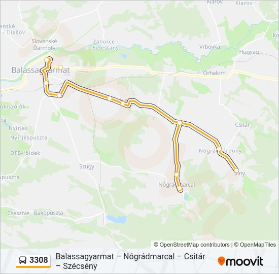 3308 autóbusz Vonal Térkép