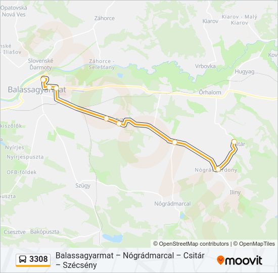 3308 autóbusz Vonal Térkép