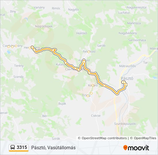 3315 autóbusz Vonal Térkép