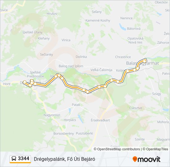 3344 autóbusz Vonal Térkép