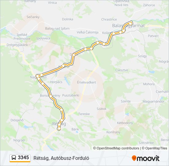 3345 autóbusz Vonal Térkép
