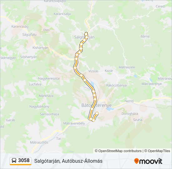 3058 autóbusz Vonal Térkép
