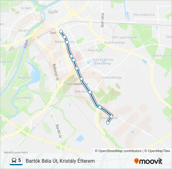 5 autóbusz Vonal Térkép