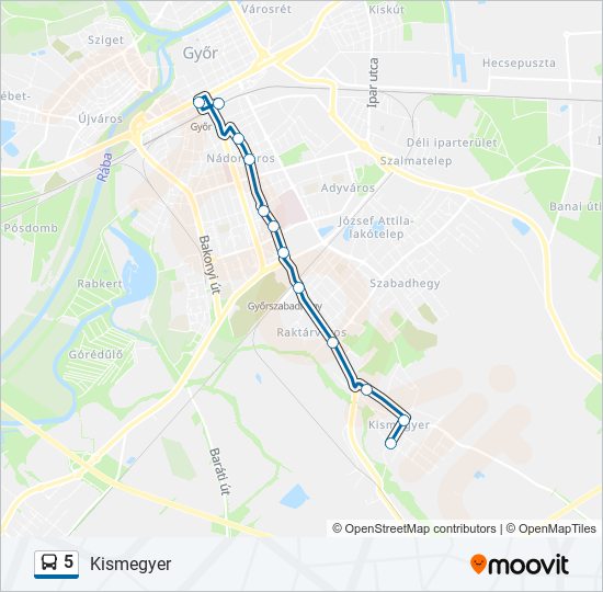 5 autóbusz Vonal Térkép