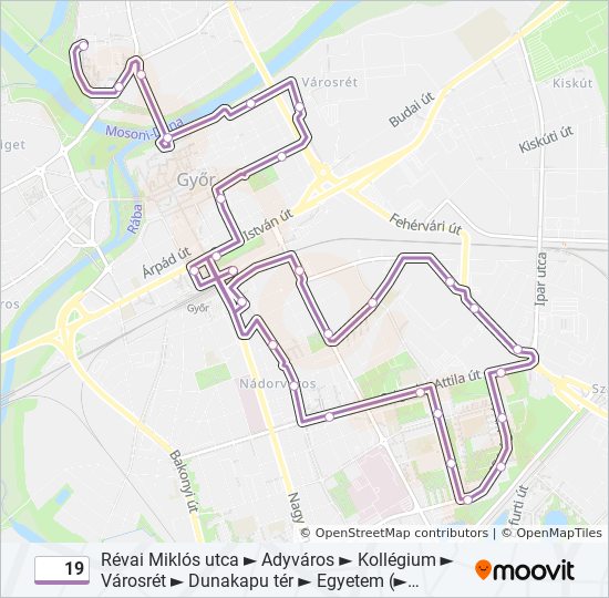 19 bus Line Map