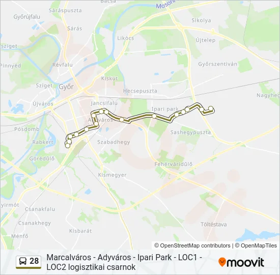 28 Bus Line Map
