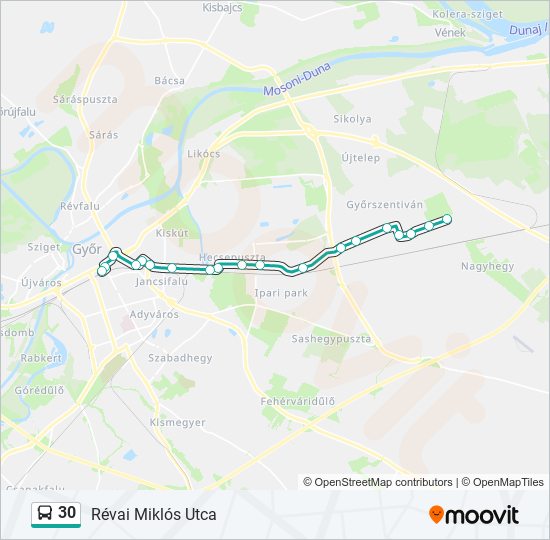 30 autóbusz Vonal Térkép