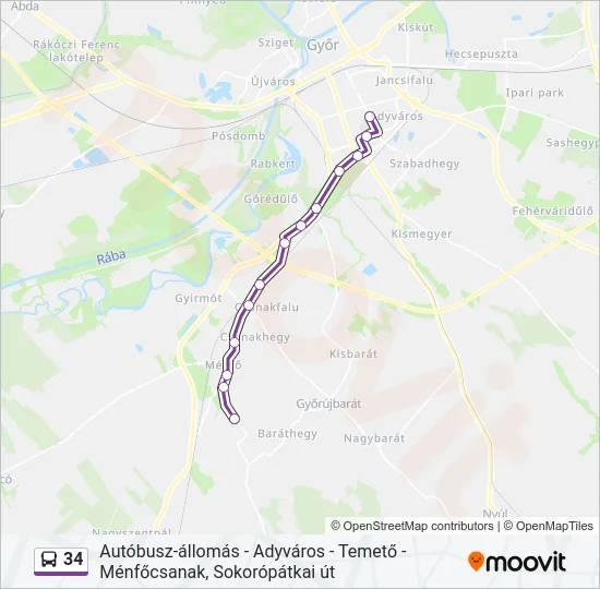 34 Bus Line Map