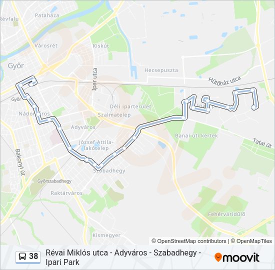 38 autóbusz Vonal Térkép