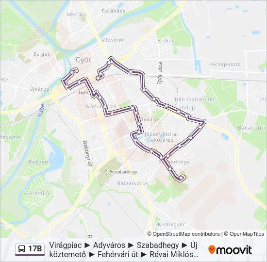 17B autóbusz Vonal Térkép