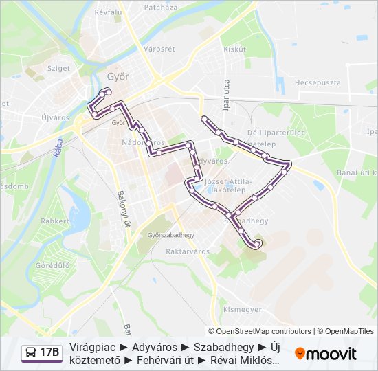 17B autóbusz Vonal Térkép