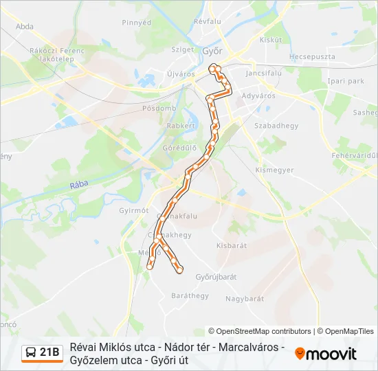 21B Bus Line Map