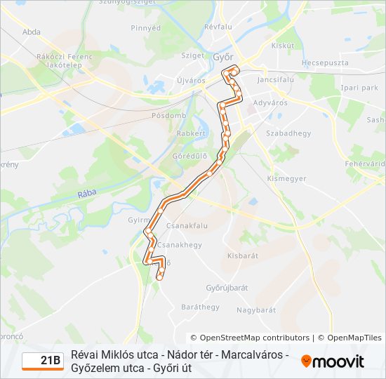 21B bus Line Map