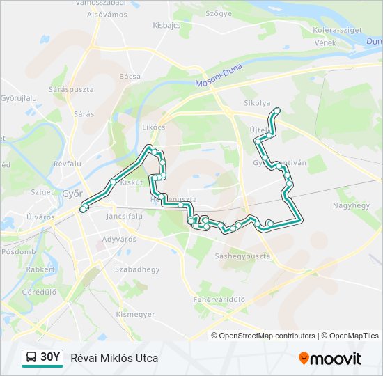 30Y autóbusz Vonal Térkép