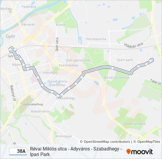 38A autóbusz Vonal Térkép