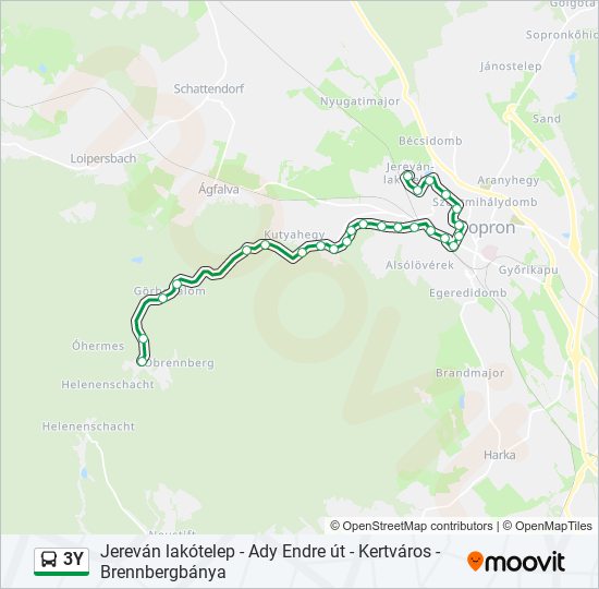 3Y autóbusz Vonal Térkép