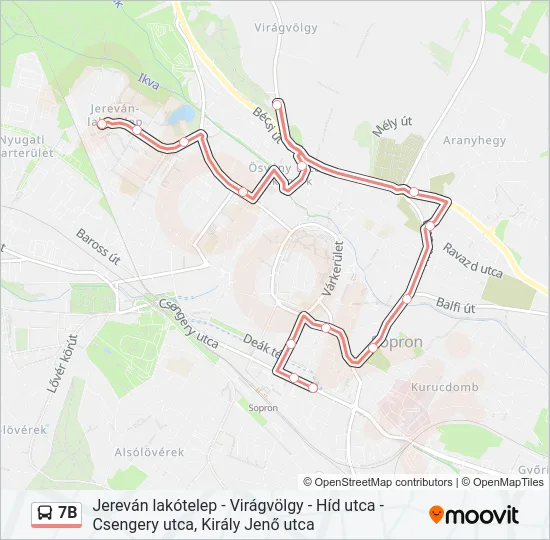 7B autóbusz Vonal Térkép