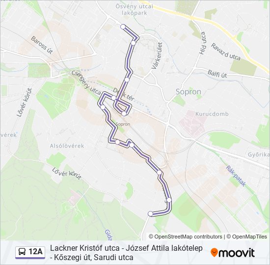 12A bus Line Map