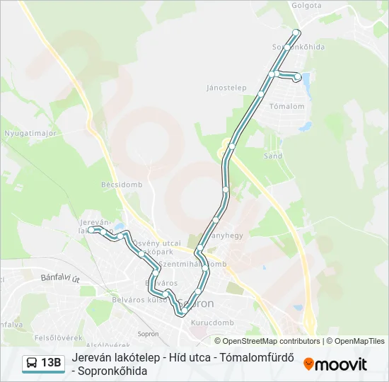 13B Bus Line Map