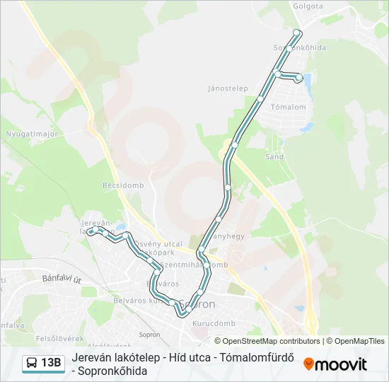 13B Bus Line Map