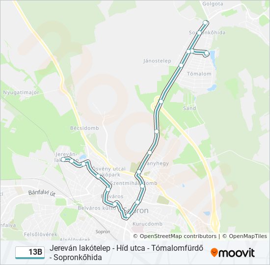 13B bus Line Map