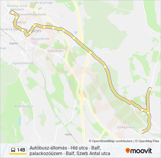 14B bus Line Map