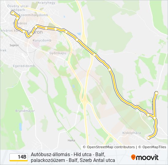 14B bus Line Map