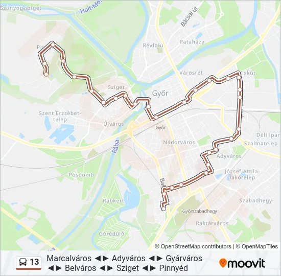 13 Bus Line Map