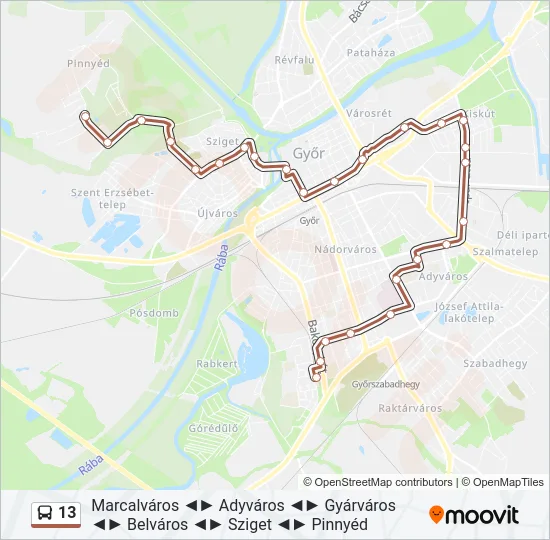 13 Bus Line Map