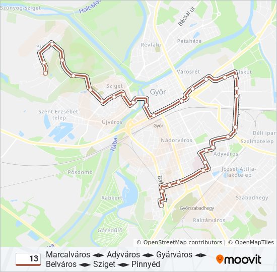 13 bus Line Map