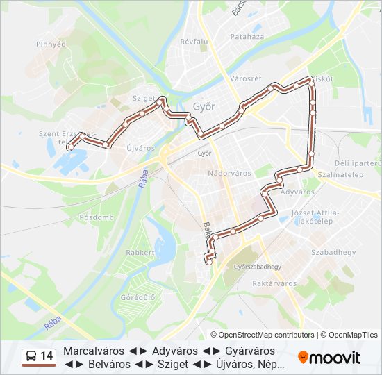 14 bus Line Map