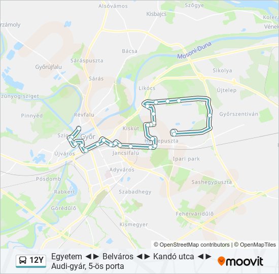 12Y autóbusz Vonal Térkép