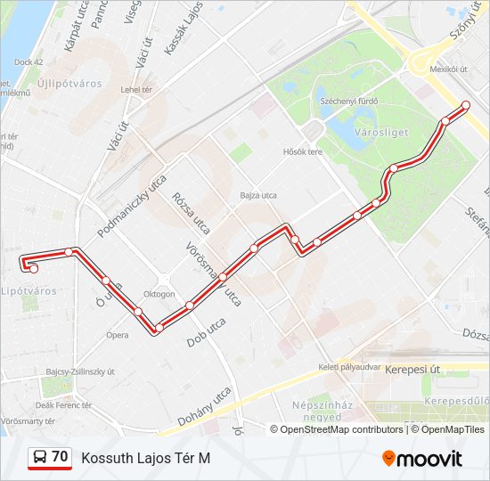 70 autóbusz Vonal Térkép