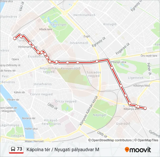 73 Bus Line Map