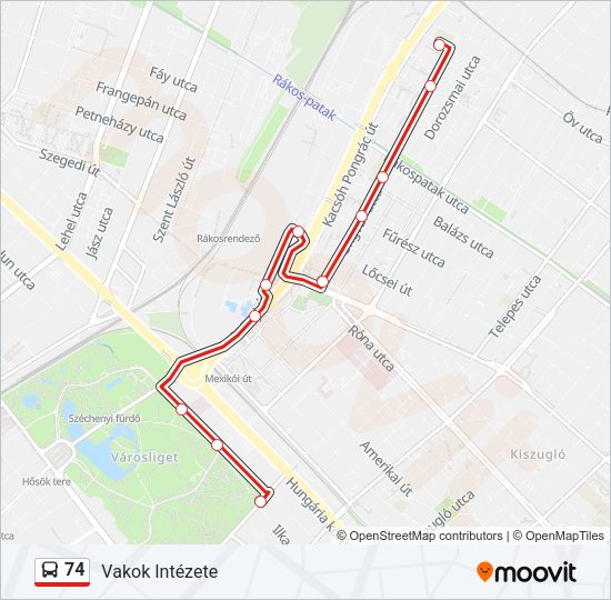 74 autóbusz Vonal Térkép